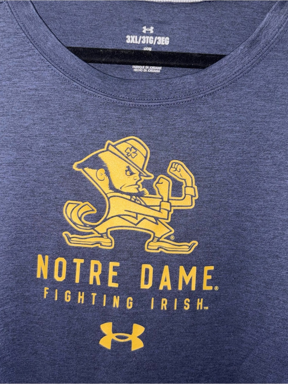 Under Armour Navy Notre Dame Fighting Irish Short Sleeve Tee with Gold Logo - Picture 3 of 5
